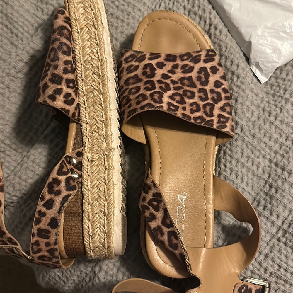 platform cheetah sandals. worn about 10 times